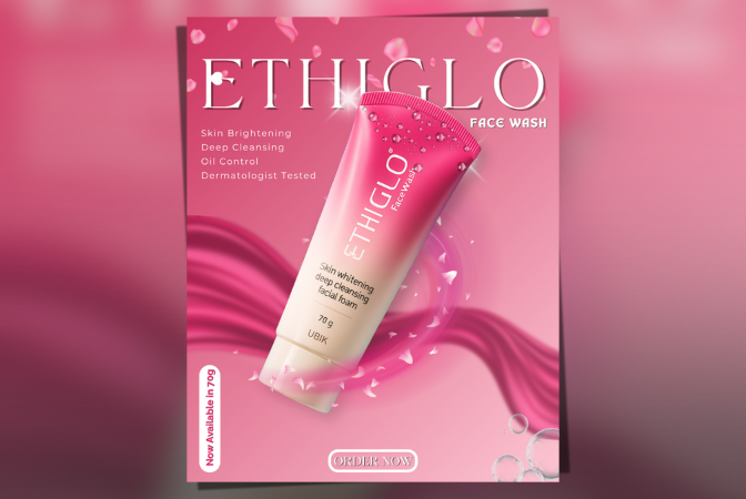 Beauty Product Design — Ethiglo Face Wash Skincare Advertisement