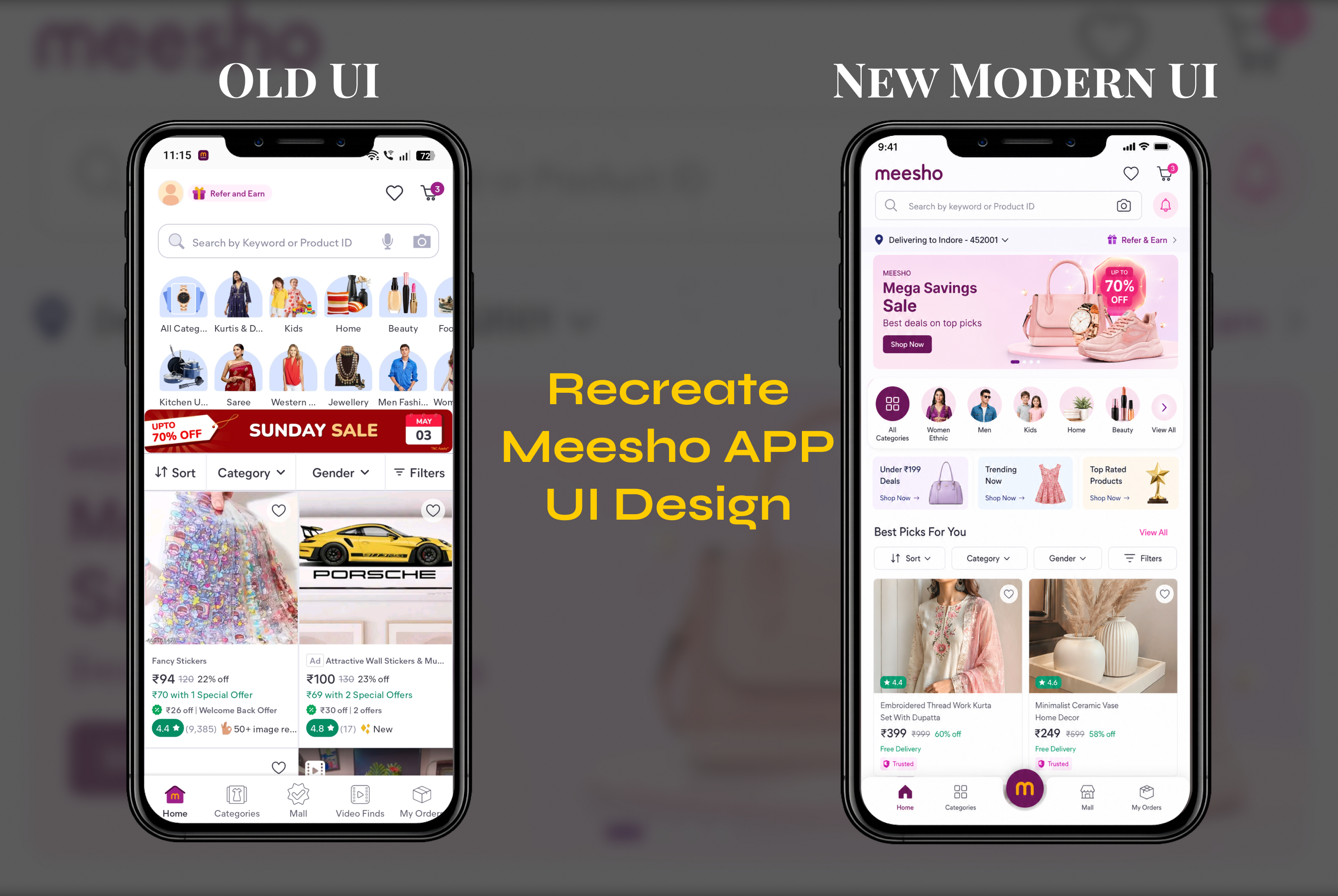Meesho App UI Design — E-commerce Mobile App Interface